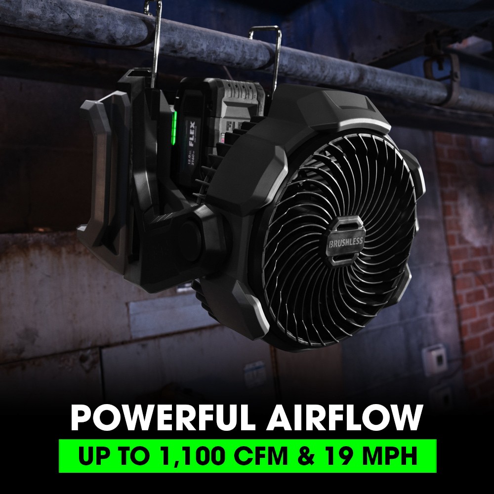 slide 2 of 6, FLEX 8.5-in 24 -Volt High Velocity Indoor/Outdoor Gray Industrial Fan Battery Not Included Charger Not Included, 1 ct