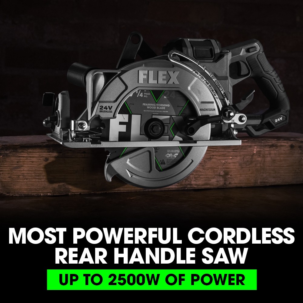 slide 5 of 6, FLEX 24-volt 7-1/4-in Brushless Cordless Circular saw kit (Battery Included and Charger Included), 1 ct