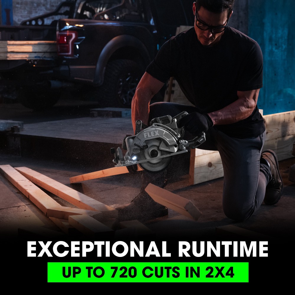 slide 6 of 6, FLEX 24-volt 7-1/4-in Brushless Cordless Circular saw kit (Battery Included and Charger Included), 1 ct