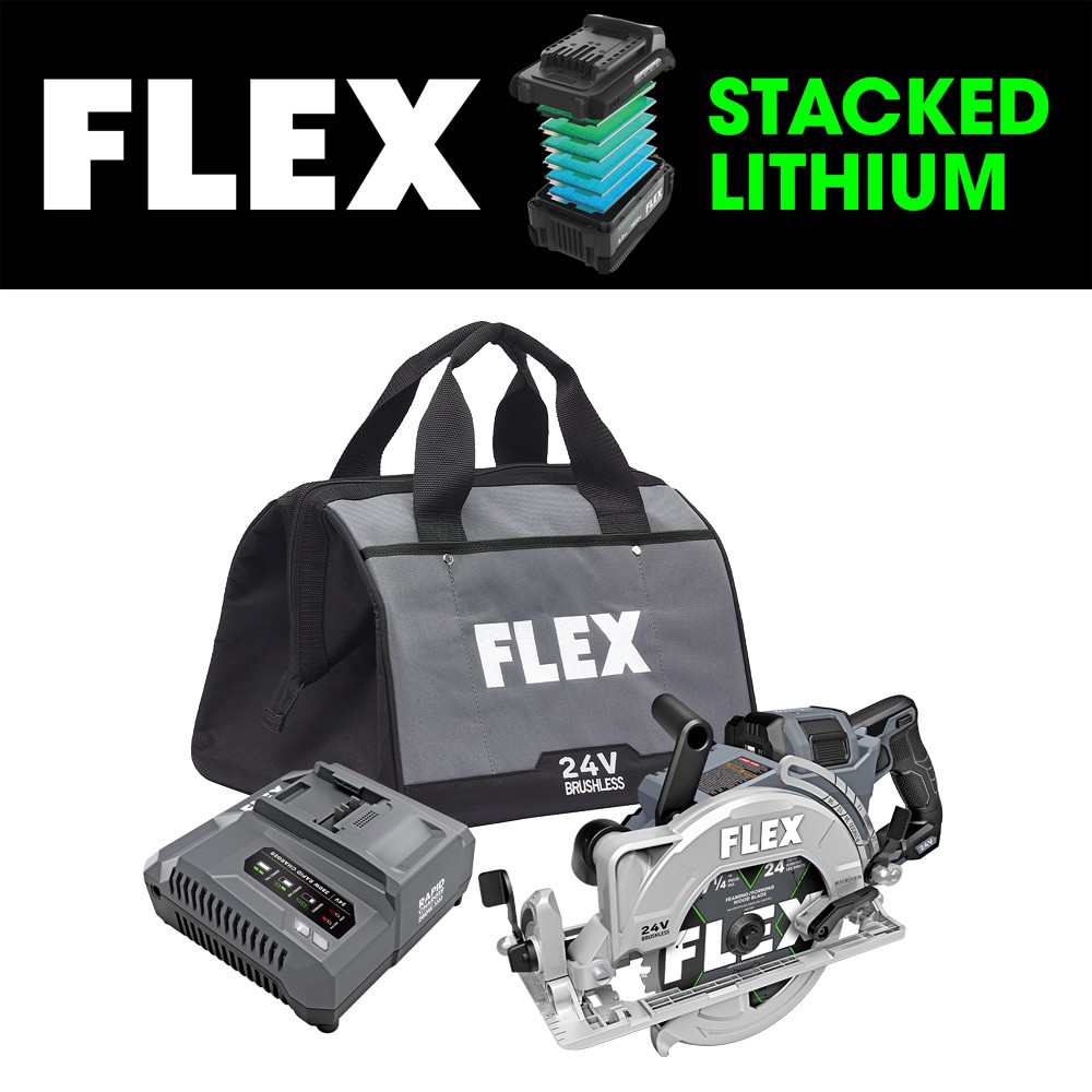 slide 1 of 6, FLEX 24-volt 7-1/4-in Brushless Cordless Circular saw kit (Battery Included and Charger Included), 1 ct