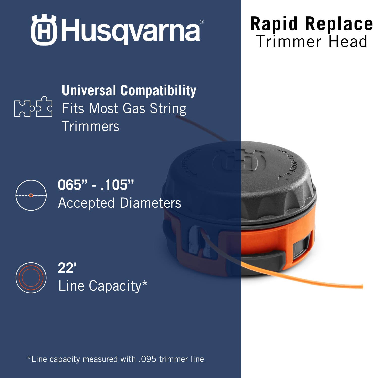 slide 2 of 5, Husqvarna Universal Fit 0.095-in Line String Trimmer Replacement Head, 1 ct