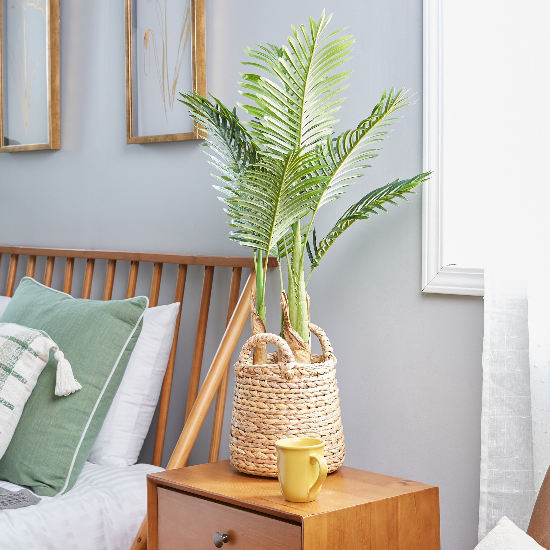 slide 4 of 6, allen + roth 32-in Brown/Green Indoor Floor Palm Artificial plant, 1 ct