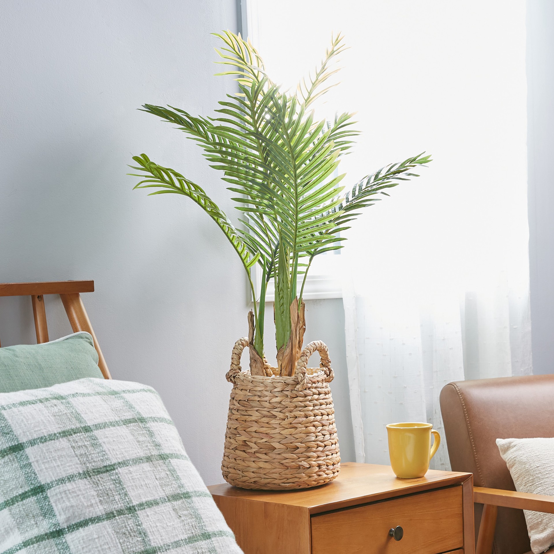 slide 5 of 6, allen + roth 32-in Brown/Green Indoor Floor Palm Artificial plant, 1 ct