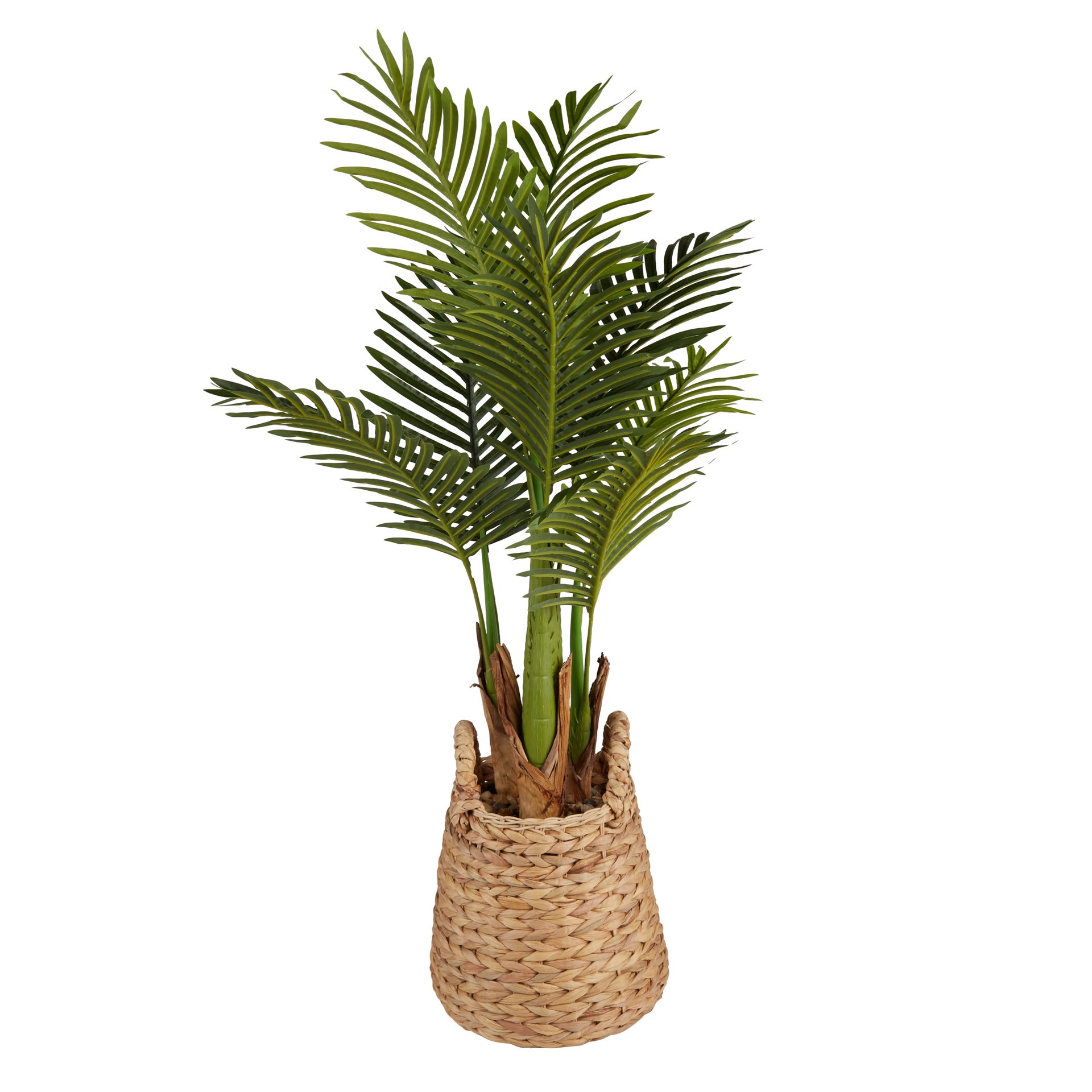 slide 1 of 6, allen + roth 32-in Brown/Green Indoor Floor Palm Artificial plant, 1 ct