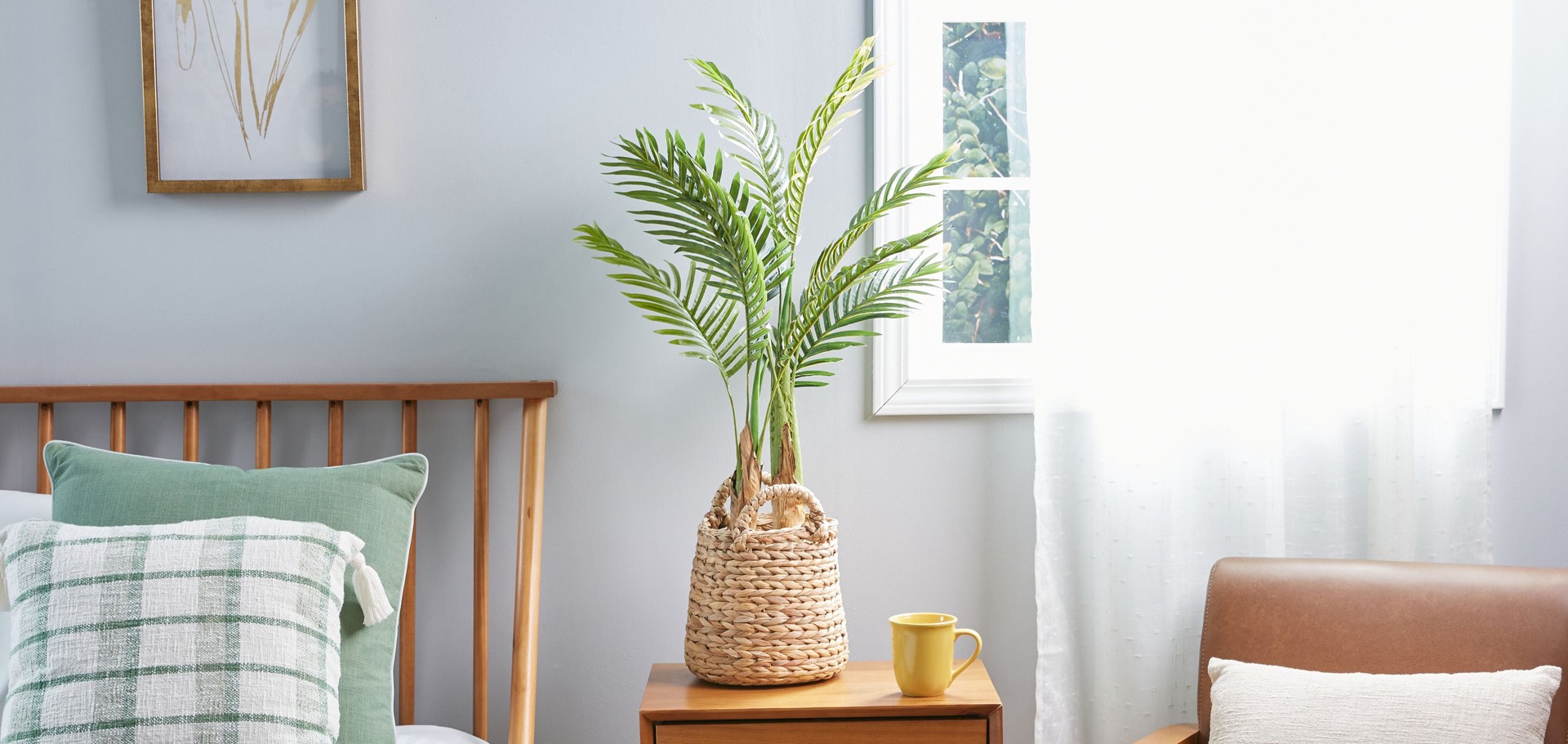 slide 6 of 6, allen + roth 32-in Brown/Green Indoor Floor Palm Artificial plant, 1 ct