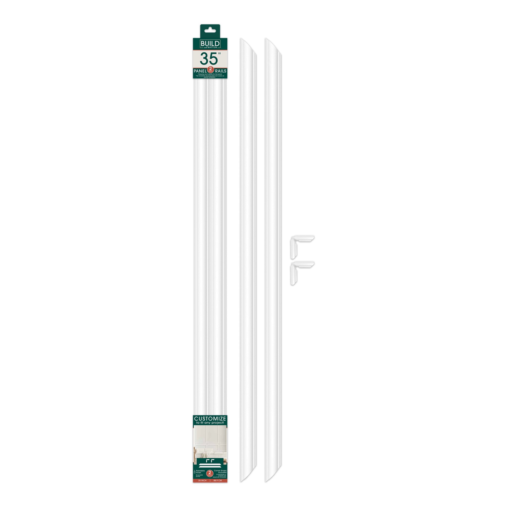 slide 2 of 6, BUILD and BATTEN Wall Panel Rail Kit Finished Polystyrene Picture Frame Moulding 2 -Pack, 1 ct