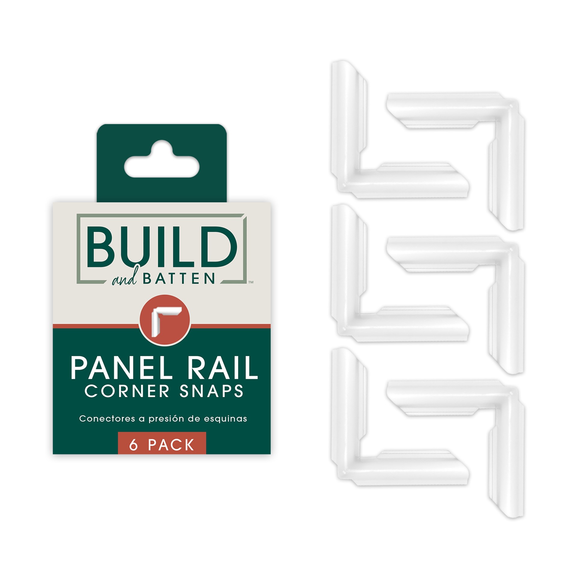slide 1 of 4, BUILD and BATTEN Corner Connector Hardware Unfinished Polystyrene Corner Picture Frame Moulding 6 -Pack, 1 ct