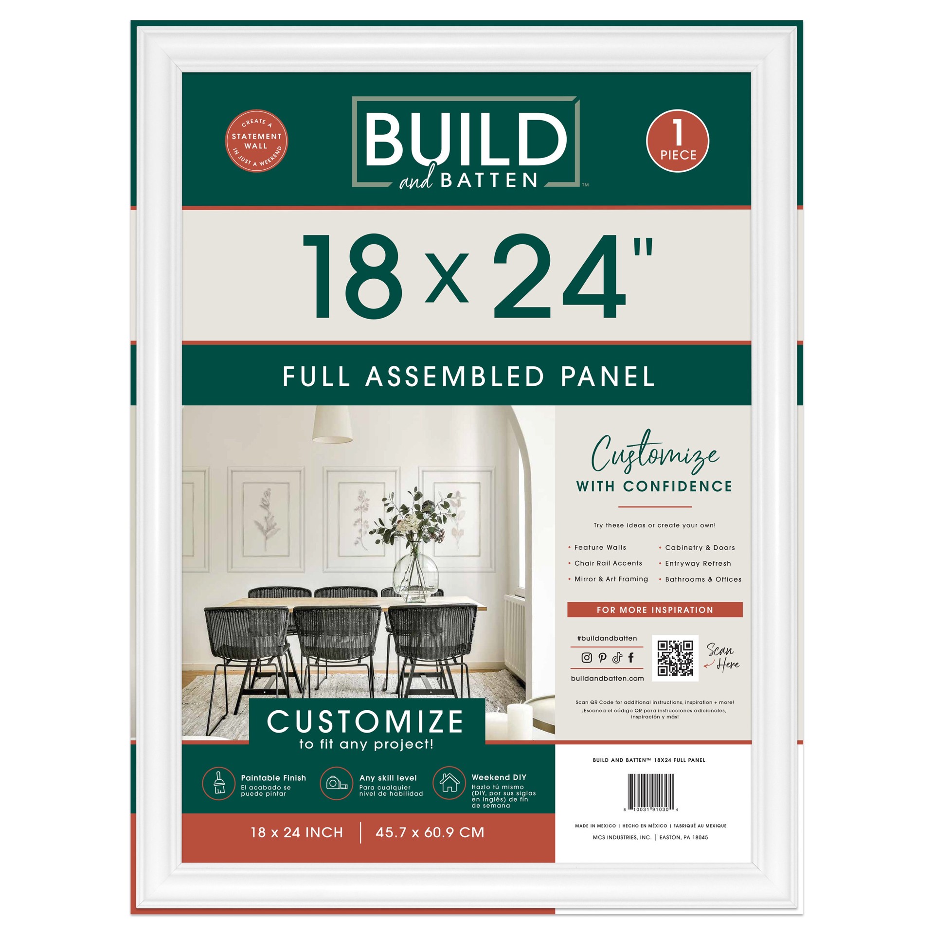 slide 2 of 6, BUILD and BATTEN Full Wall Panel Finished Polystyrene Preassembled Picture Frame Moulding, 1 ct