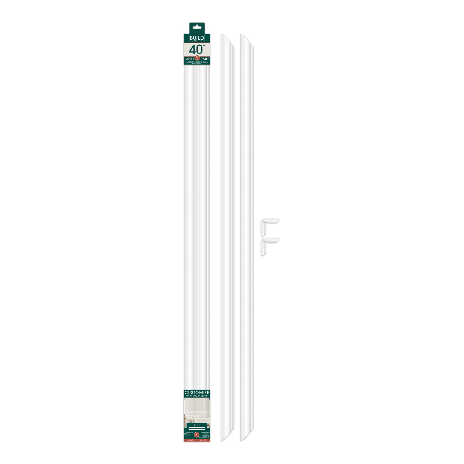 slide 2 of 6, BUILD and BATTEN Wall Panel Rail Kit Finished Polystyrene Picture Frame Moulding 2 -Pack, 1 ct
