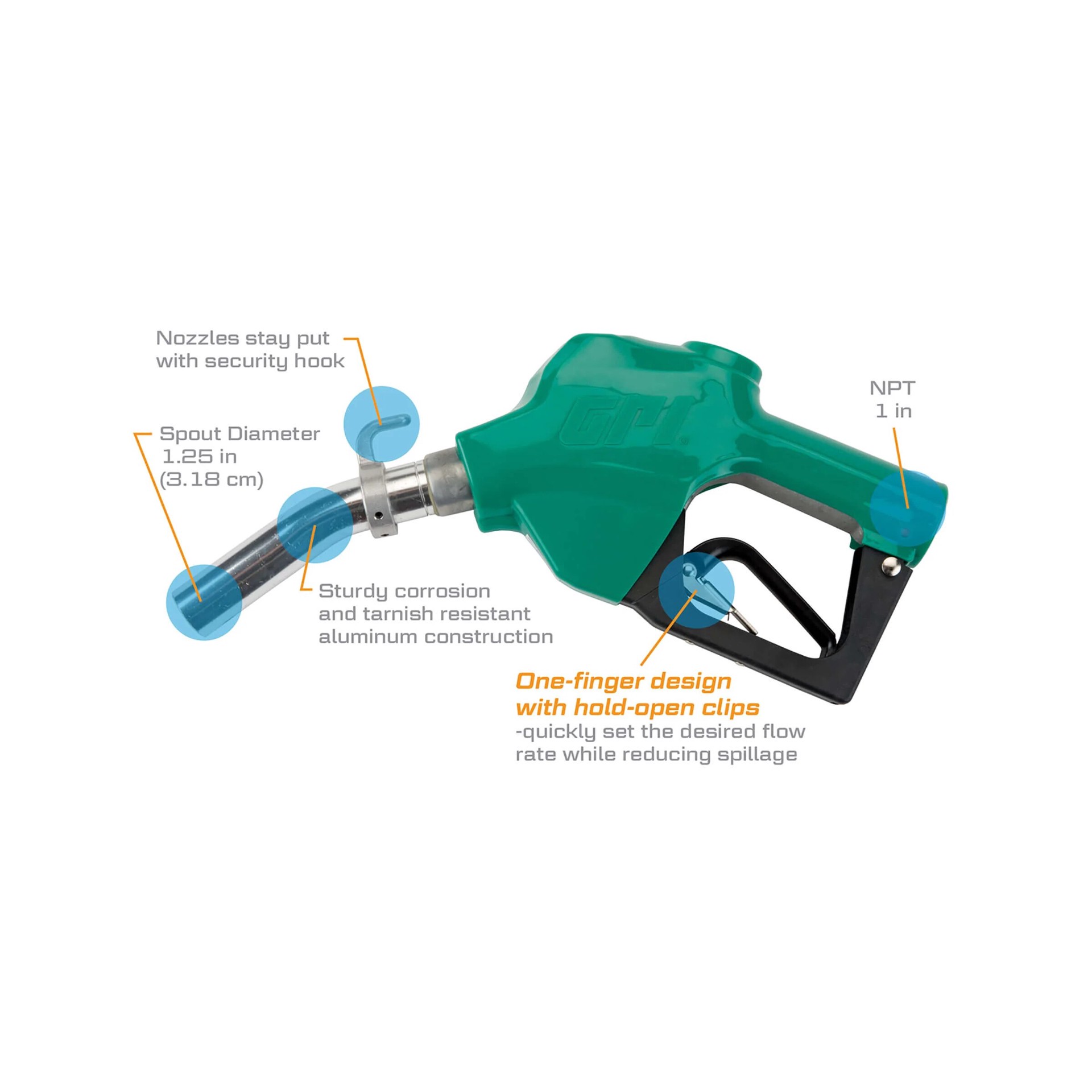 slide 2 of 3, GPI Auto Nozzle 1" Diesel for Fuel Transfer Pumps 1 -Count Ethanol Free 4-cycle fuel, 1 ct