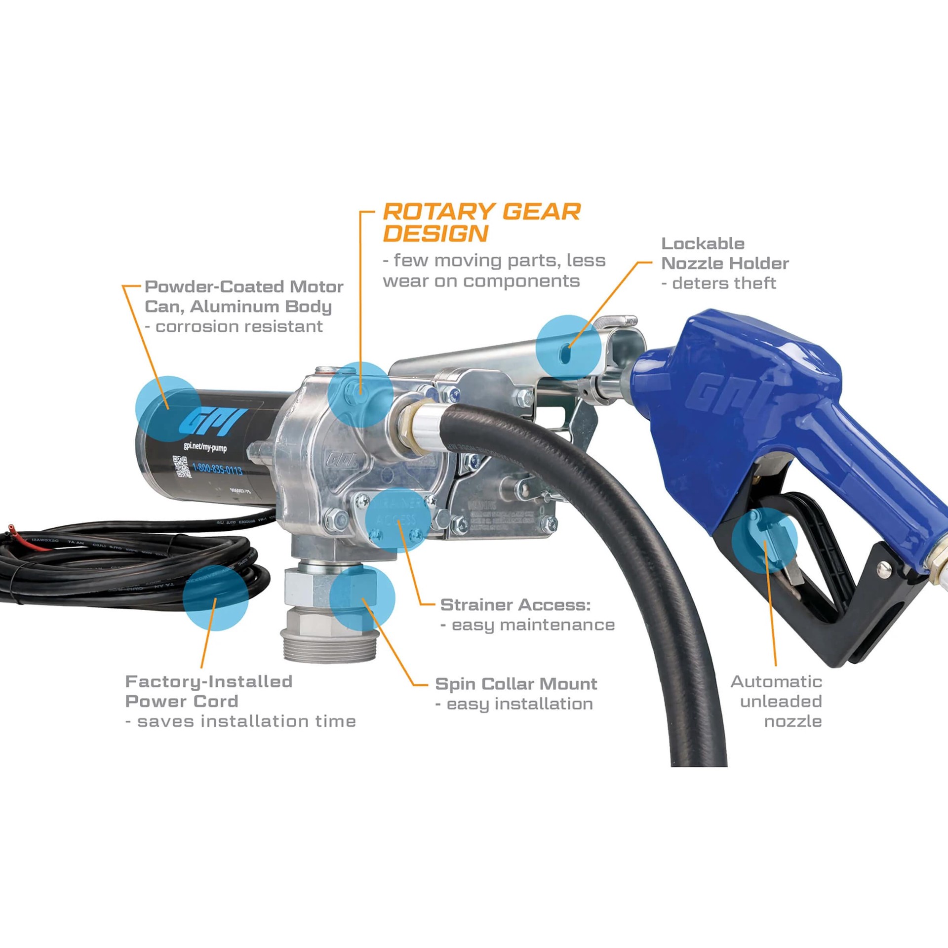 slide 2 of 6, GPI M-150S-AU Fuel Transfer Pump w/Auto Nozzle 1 -Count Ethanol Free 4-cycle fuel, 1 ct