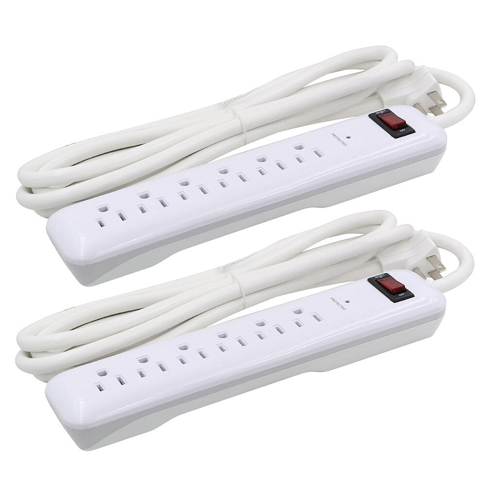 slide 3 of 4, Utilitech 3-ft Project Source 6 -Outlet 750 Joules 1875 -Watts White Indoor Various receptacles Surge Protector 2 -Pack ), 1 ct
