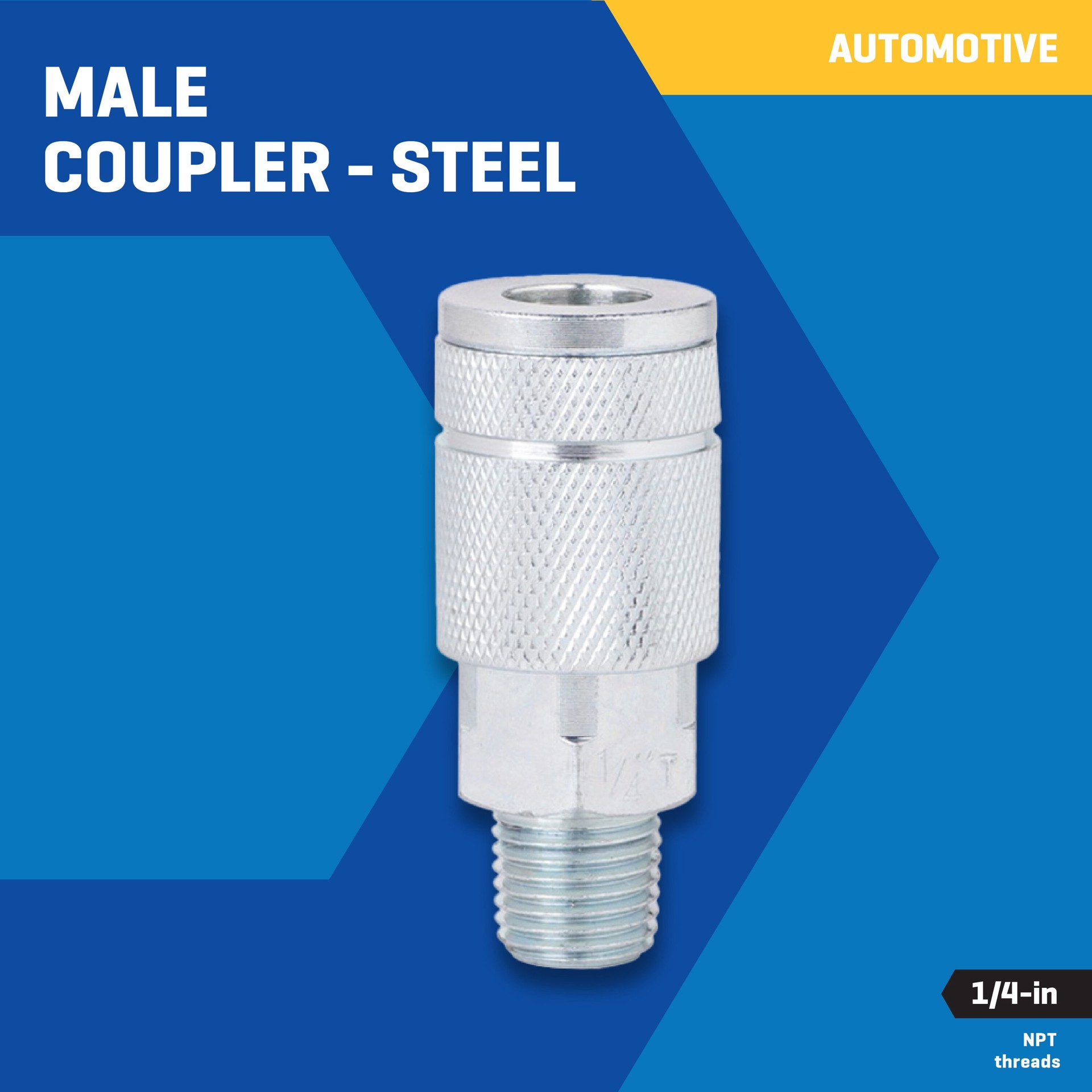 slide 3 of 6, Kobalt Steel NPT Coupler (M) 1/4-in Automotive, 1 ct