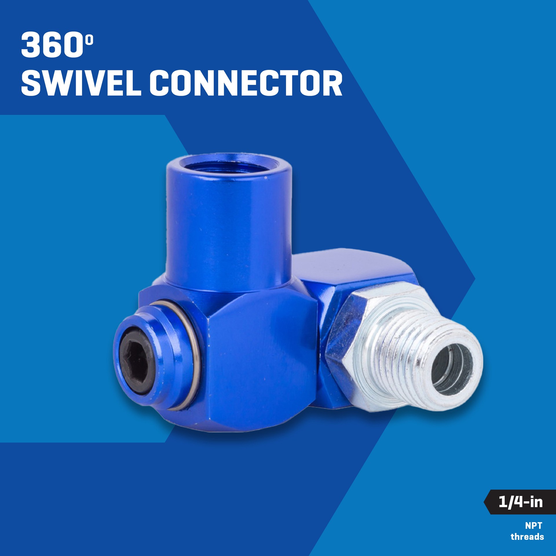 slide 3 of 6, Kobalt 360-Degree Swivel Connector 1/4-in, 1 ct
