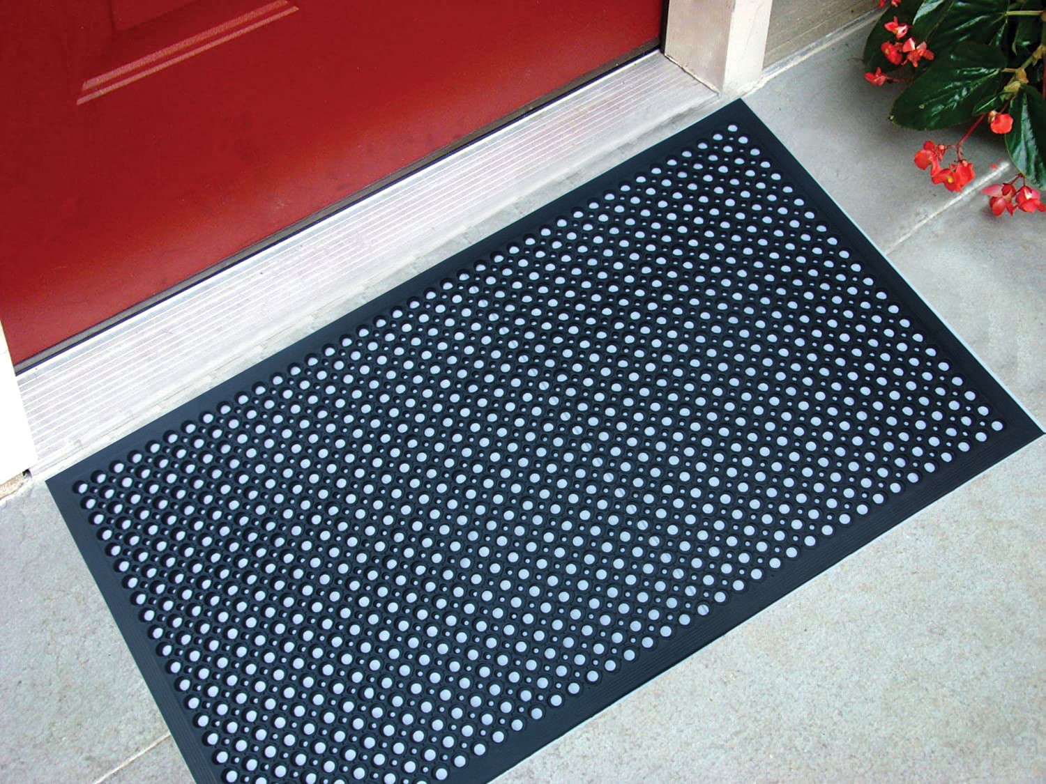 slide 4 of 4, Project Source 35.75-in x 60-in Black Rubber Non-Slip Grip Indoor or outdoor Utility Mat, 1 ct