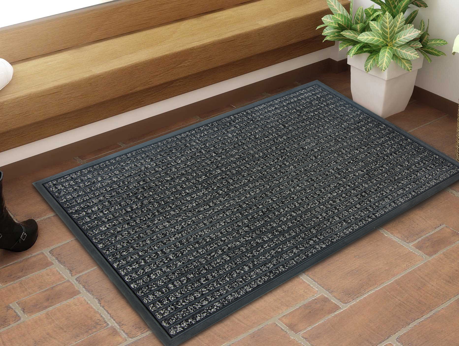 slide 3 of 6, Project Source 23.75-in x 35.75-in Grey/Black Non-Slip Grip Indoor Utility Mat, 1 ct