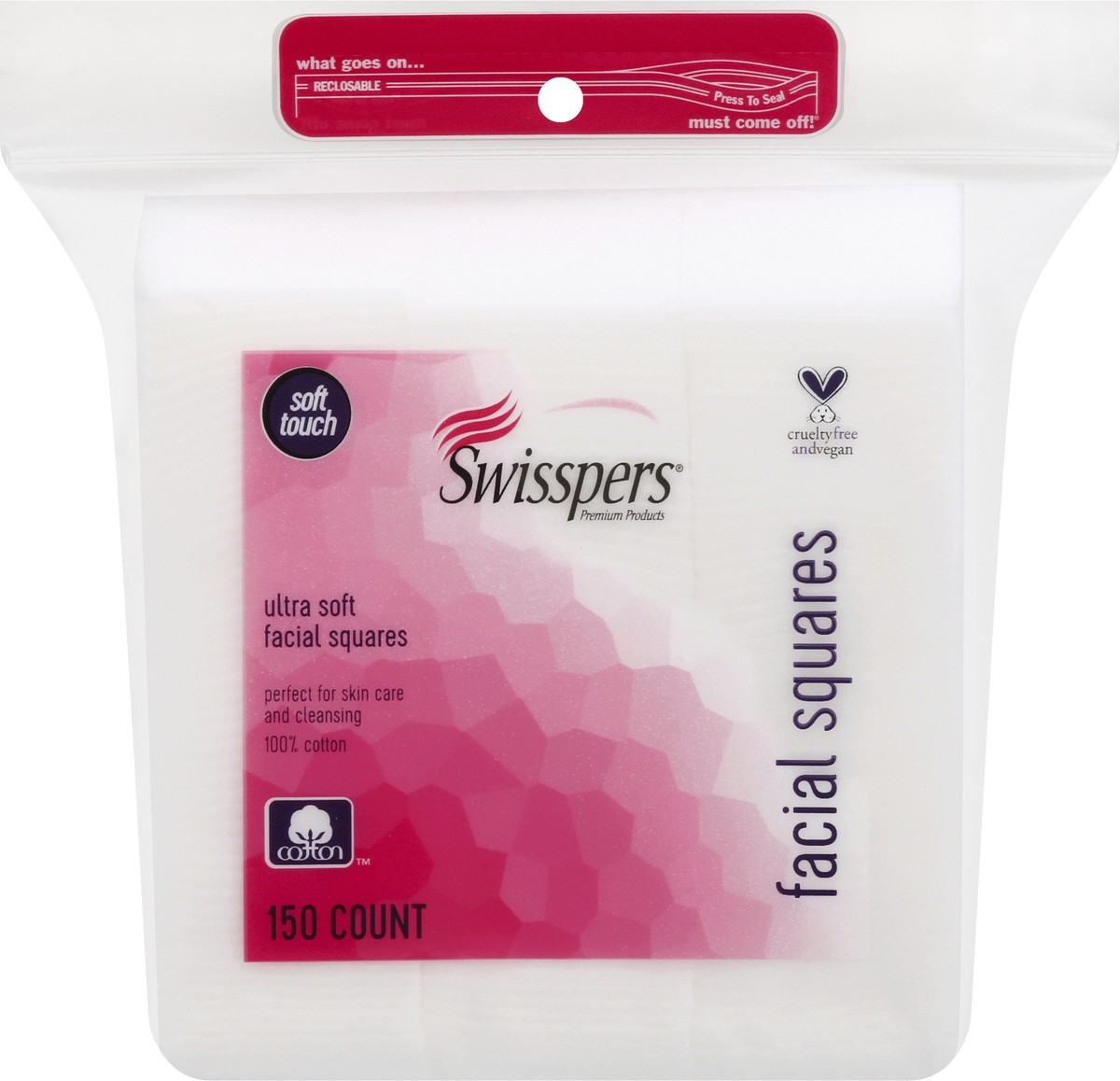 slide 4 of 9, Swisspers Facial Squares, Ultra Soft, 150 ct