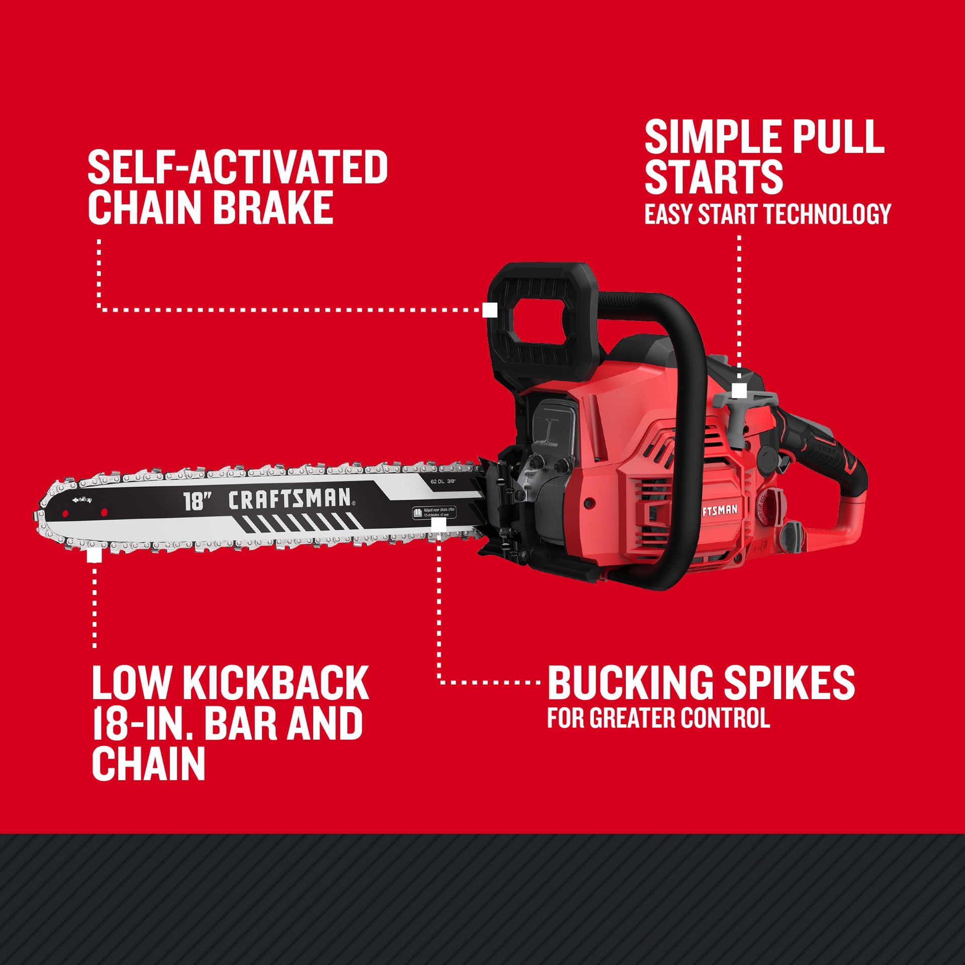 slide 5 of 6, CRAFTSMAN S1800 42-cc 2-cycle 18-in Gas Chainsaw, 1 ct