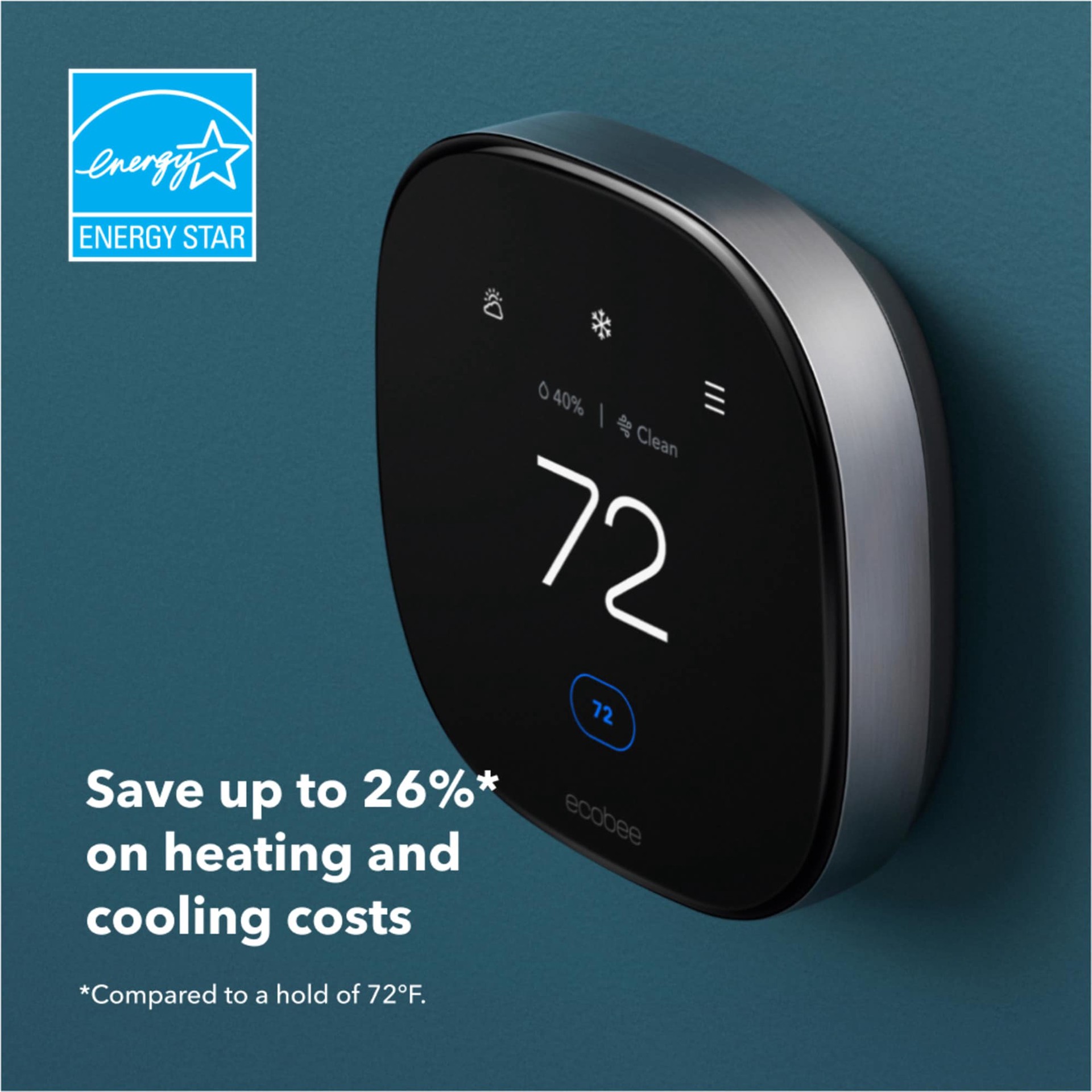 slide 2 of 6, ecobee Premium Black Smart Compatible Thermostat and room sensor with Wi-Fi Compatibility, 1 ct