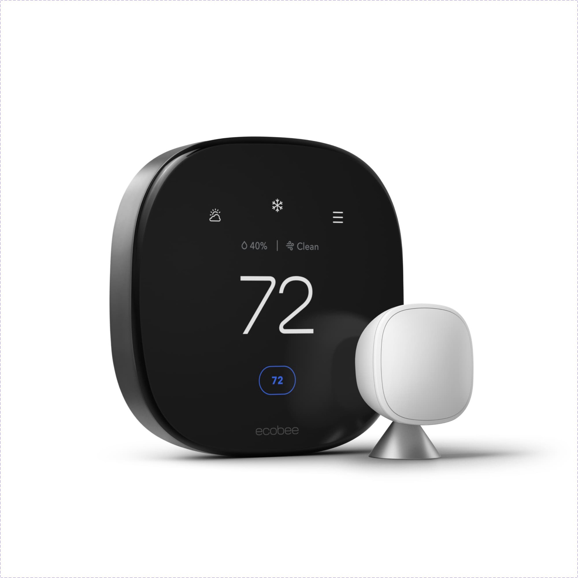 slide 1 of 6, ecobee Premium Black Smart Compatible Thermostat and room sensor with Wi-Fi Compatibility, 1 ct