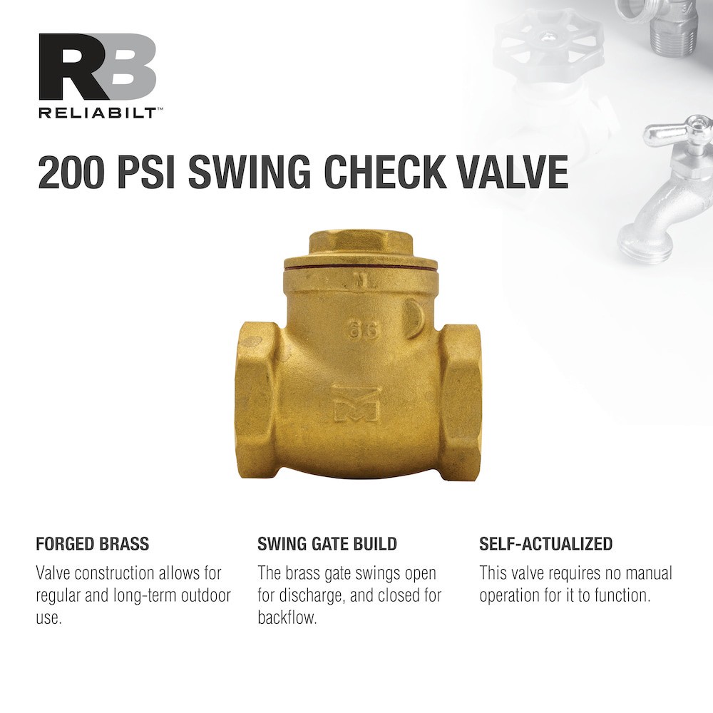 slide 2 of 6, RELIABILT 3/4-in FIP x FIP Brass Swing check valve, 1 ct