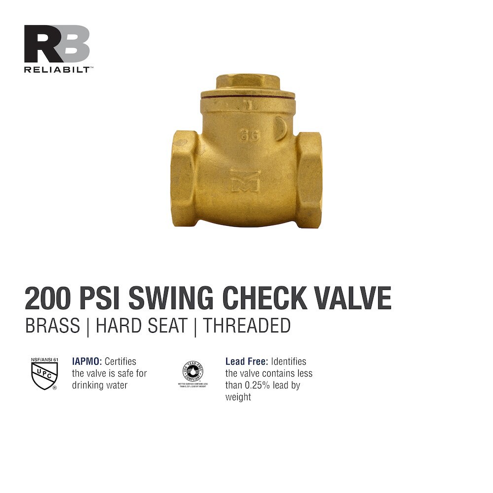slide 3 of 6, RELIABILT 3/4-in FIP x FIP Brass Swing check valve, 1 ct