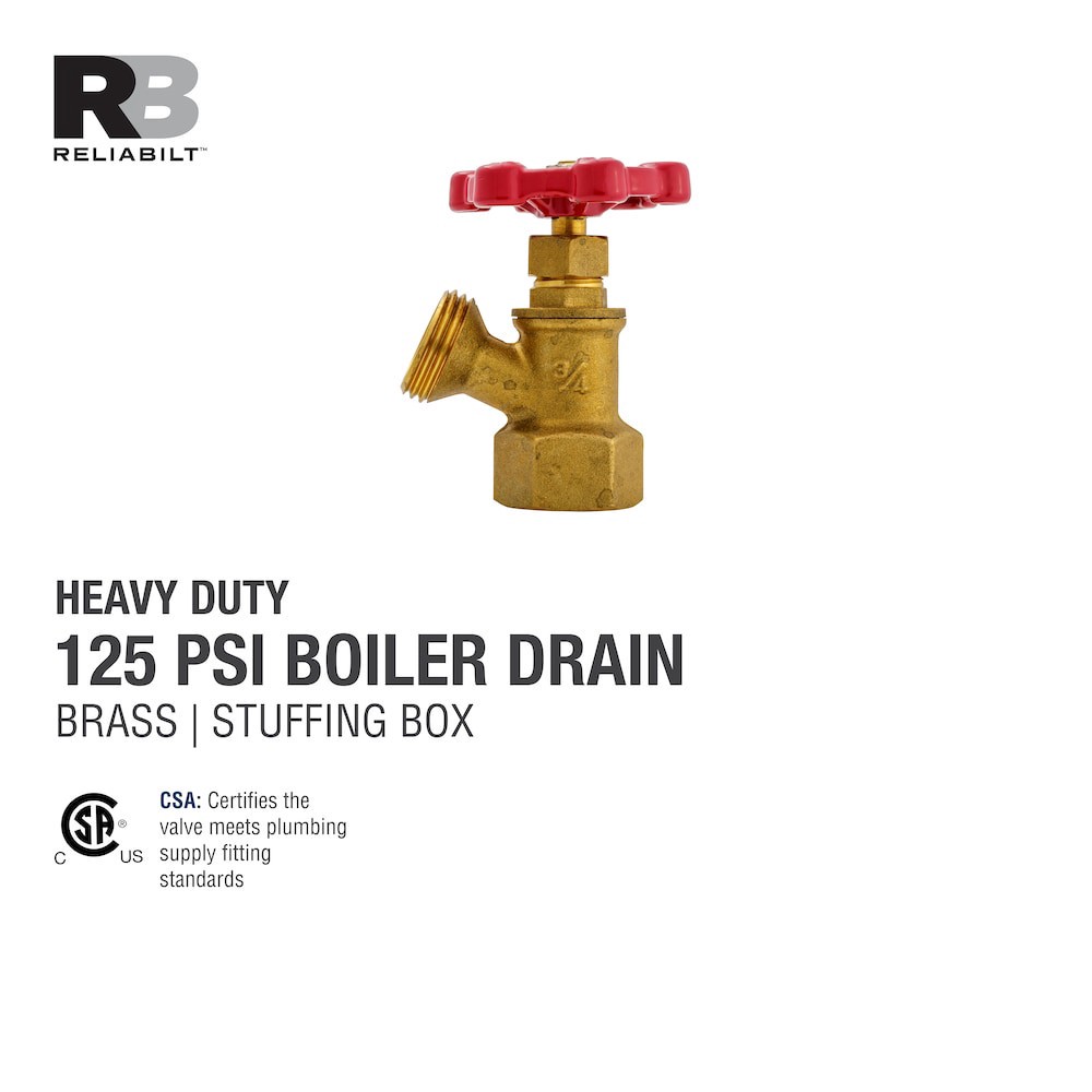 slide 3 of 6, RELIABILT 3/4-in Brass FIP x Hose thread Boiler drain valve, 1 ct