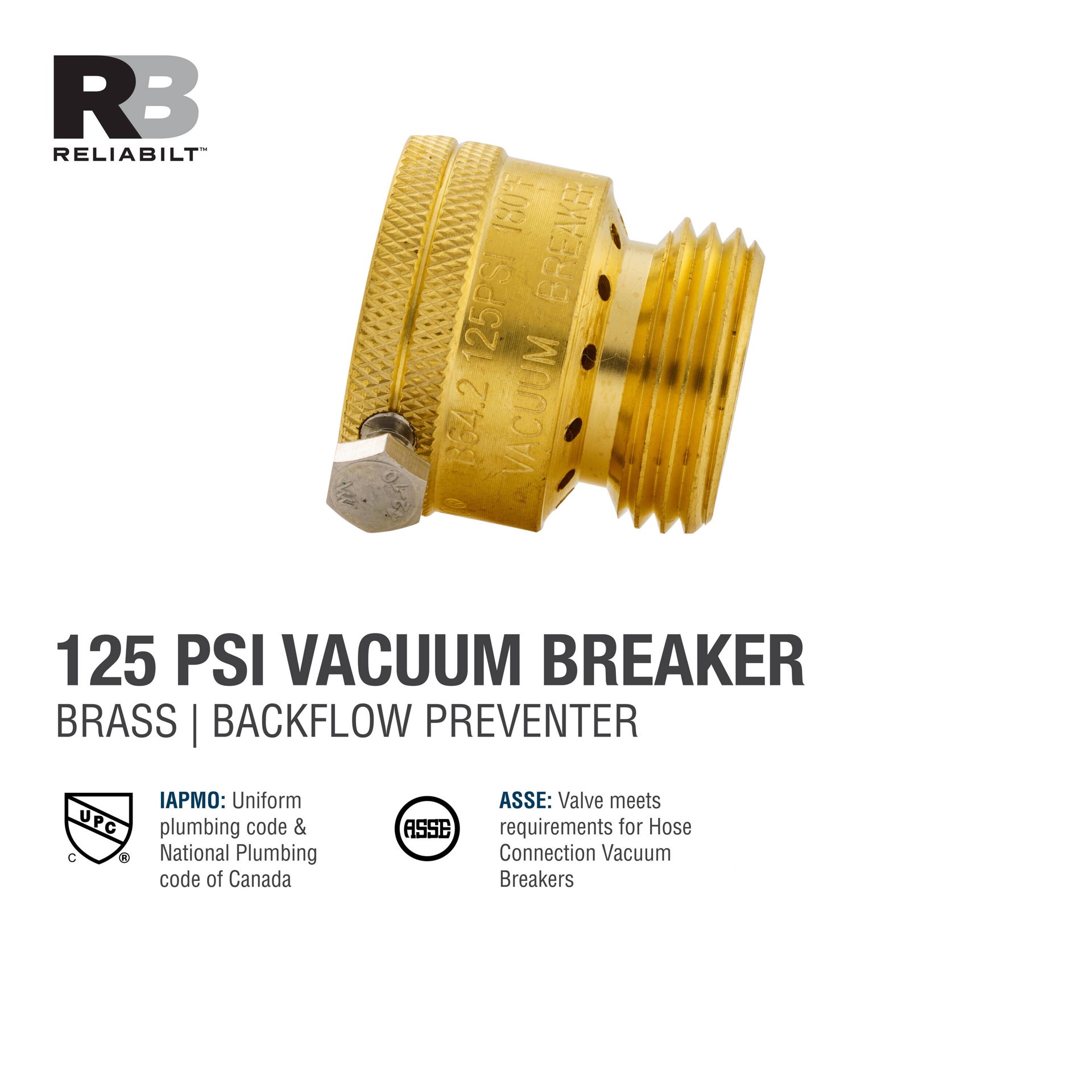 slide 3 of 6, RELIABILT 3/4-in Brass FHT Vacuum breaker, 1 ct