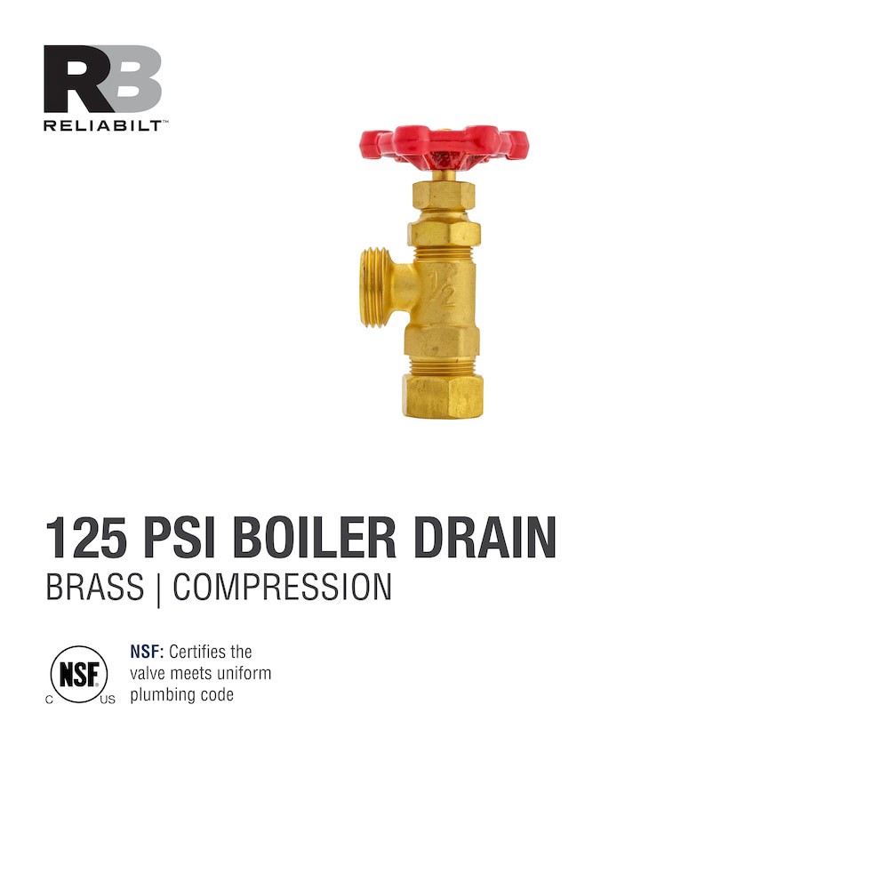 slide 3 of 6, RELIABILT 1/2-in Brass Compression x Hose thread Boiler drain valve, 1 ct