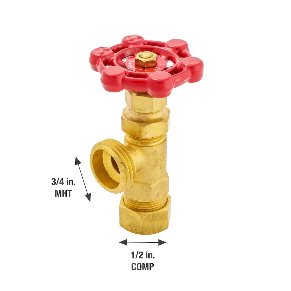 slide 4 of 6, RELIABILT 1/2-in Brass Compression x Hose thread Boiler drain valve, 1 ct