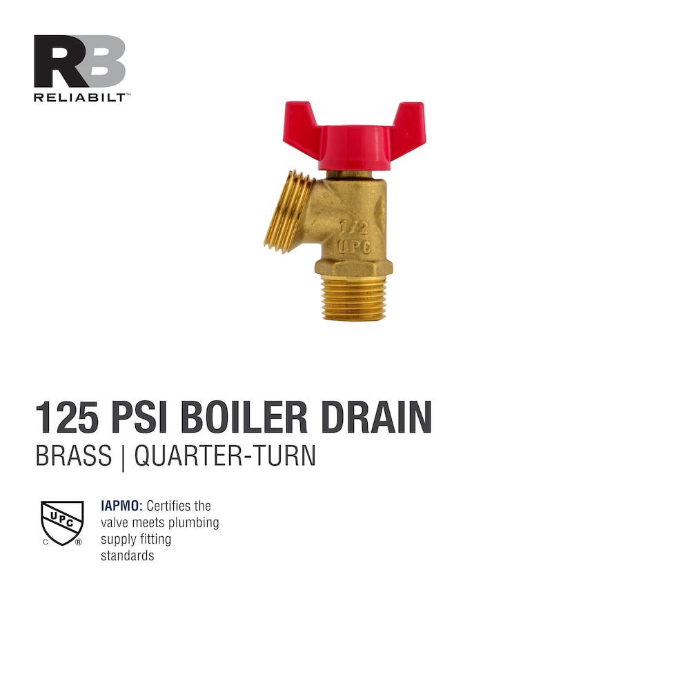 slide 3 of 6, RELIABILT 1/2-in Brass MIP x Hose thread Boiler drain valve, 1 ct