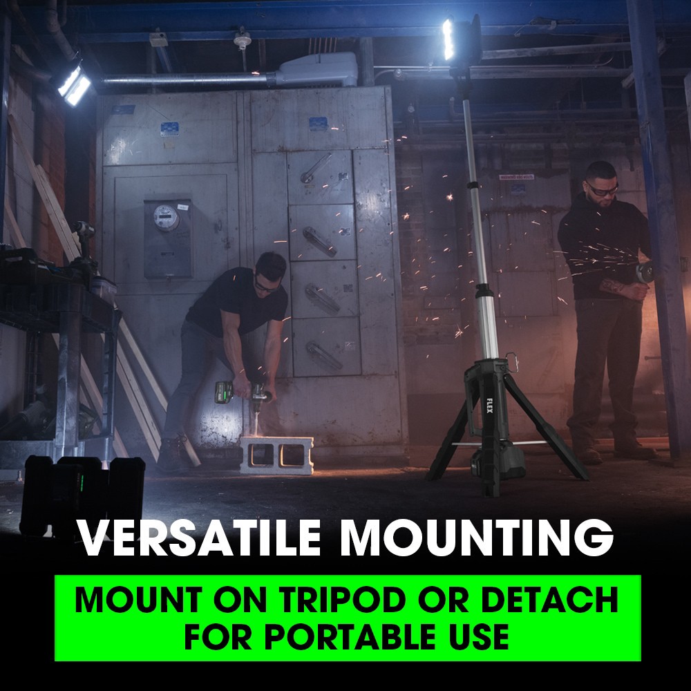 slide 3 of 6, FLEX 4000-Lumen LED Battery-operated and Plug-in Rechargeable Stand Work Light, 1 ct