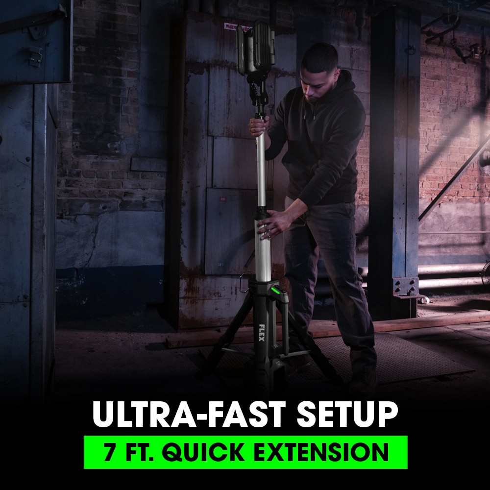 slide 6 of 6, FLEX 4000-Lumen LED Battery-operated and Plug-in Rechargeable Stand Work Light, 1 ct