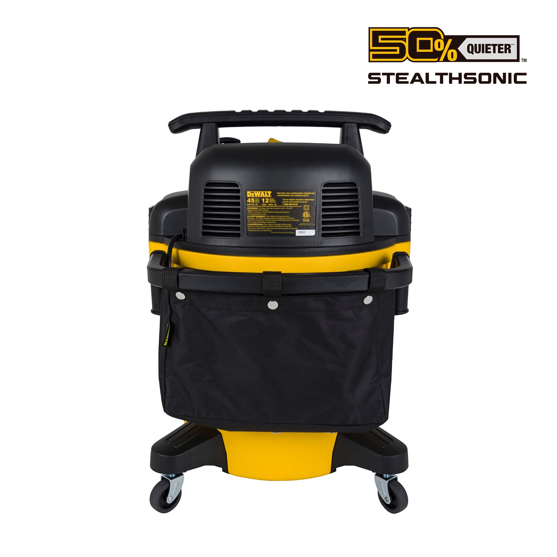 slide 5 of 6, DEWALT Stealthsonic Quiet 12-Gallon 5.5 HP Corded Wet/Dry Shop Vacuum with Accessories Included, 1 ct
