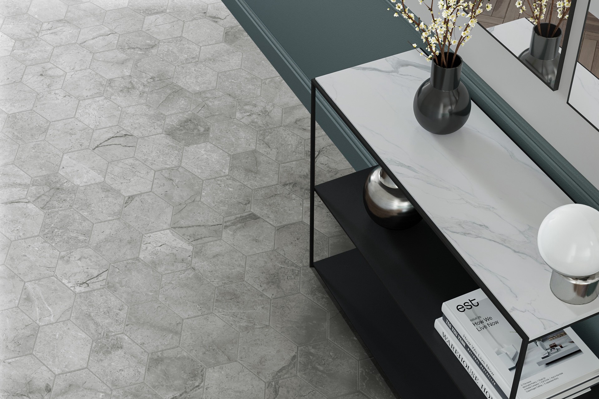 slide 2 of 6, Satori Regent Argento 8-in x 10-in Matte Porcelain Hexagon Floor and Wall Tile ( 0.44-sq ft Piece ), 1 ct