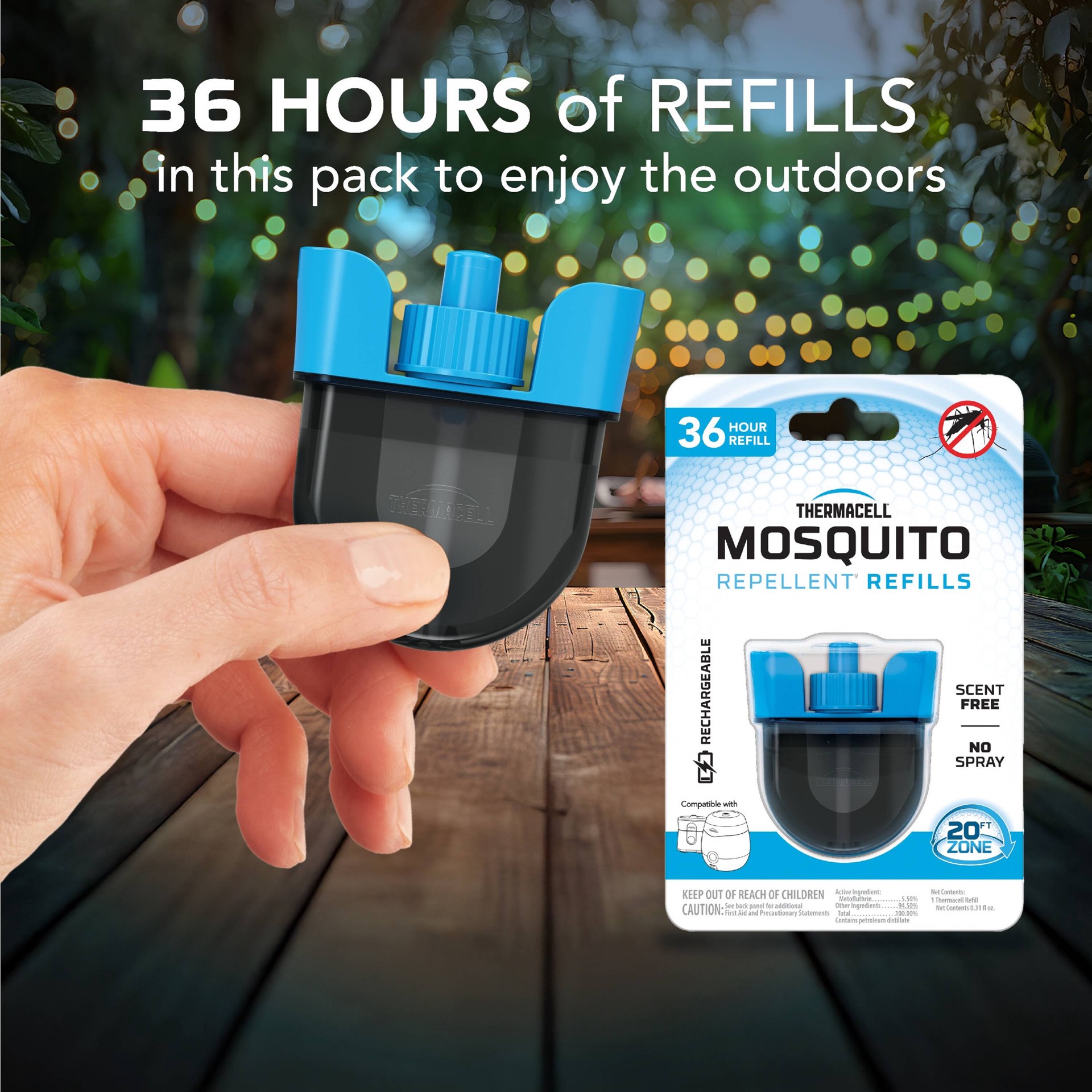slide 3 of 6, Thermacell 1 Count Mosquito repellent Deet Free Outdoor Refill, 1 ct