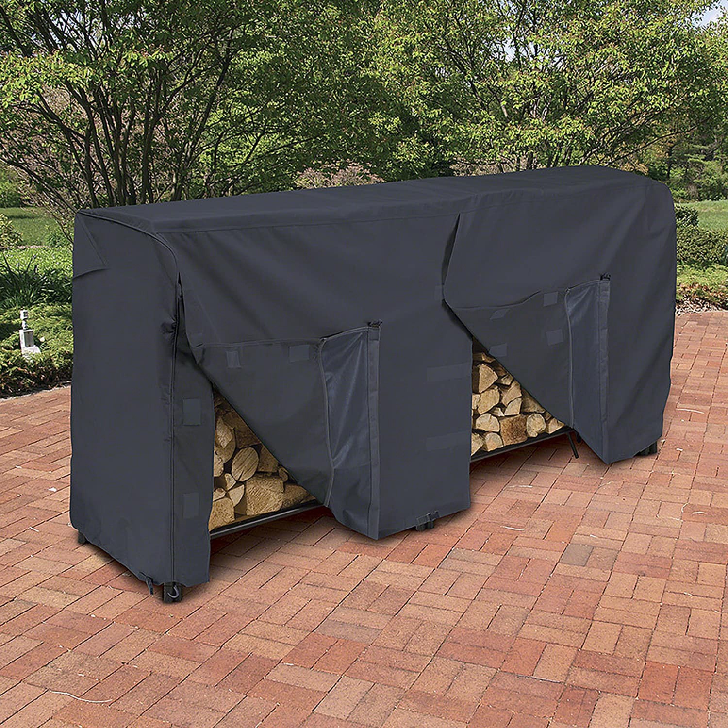 slide 2 of 5, Style Selections 98-in L x 26-in W x 44-in H Polyester Firewood Cover, 1 ct