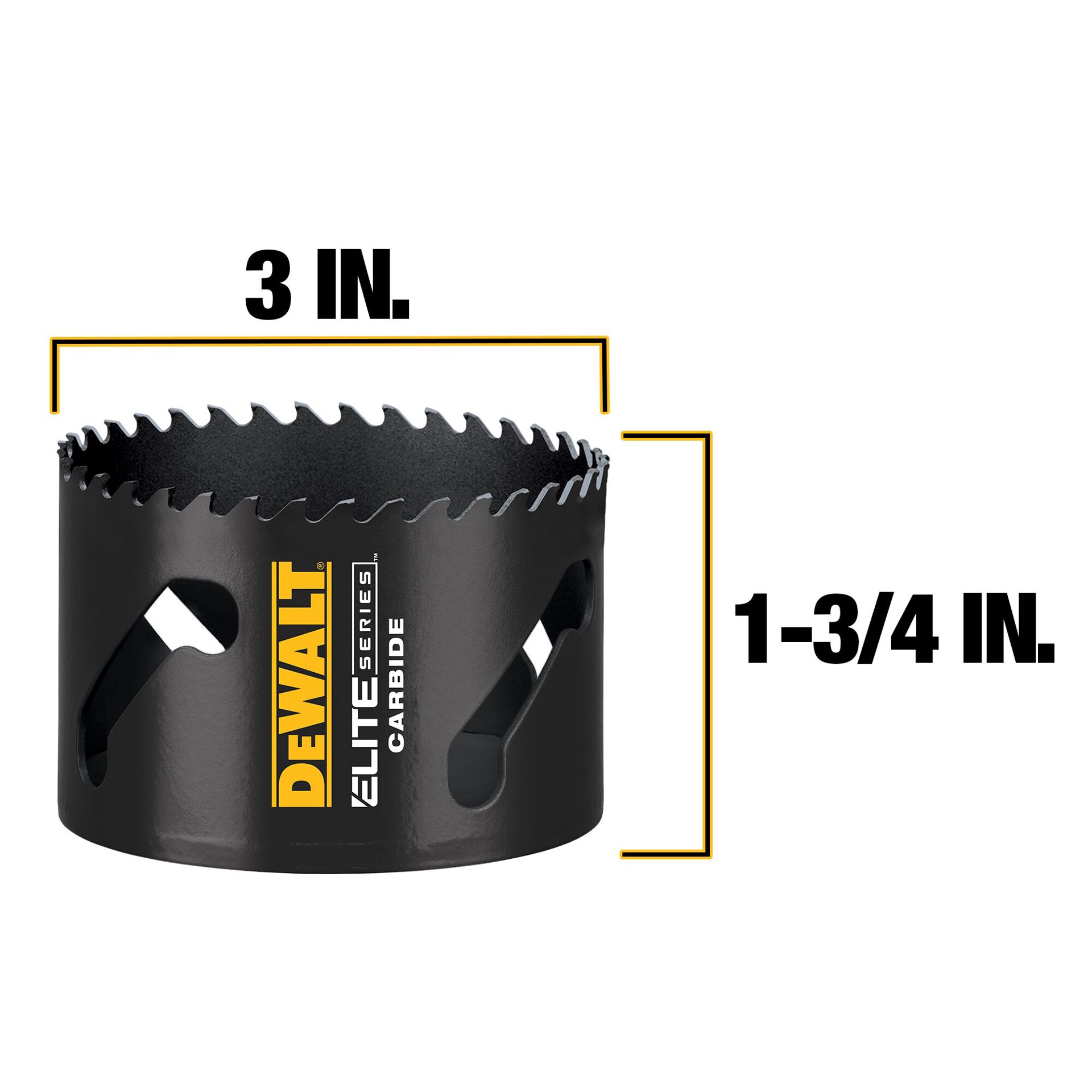 slide 2 of 6, DEWALT ELITE SERIES 3-in Carbide-tipped Non-arbored Hole saw, 1 ct