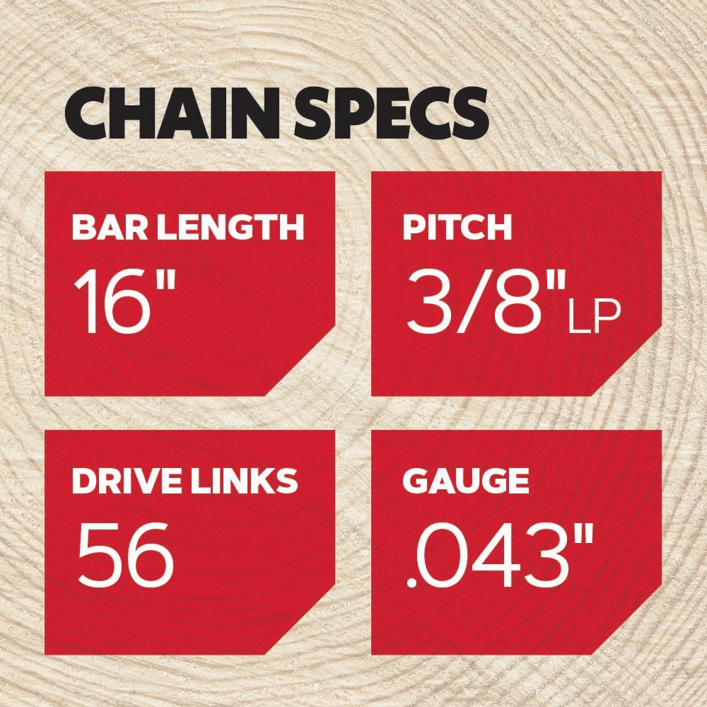 slide 2 of 6, Oregon R56 56 Link Replacement Chainsaw Chain For 16-in , 0.043-in Gauge , 3/8-in Pitch, 1 ct