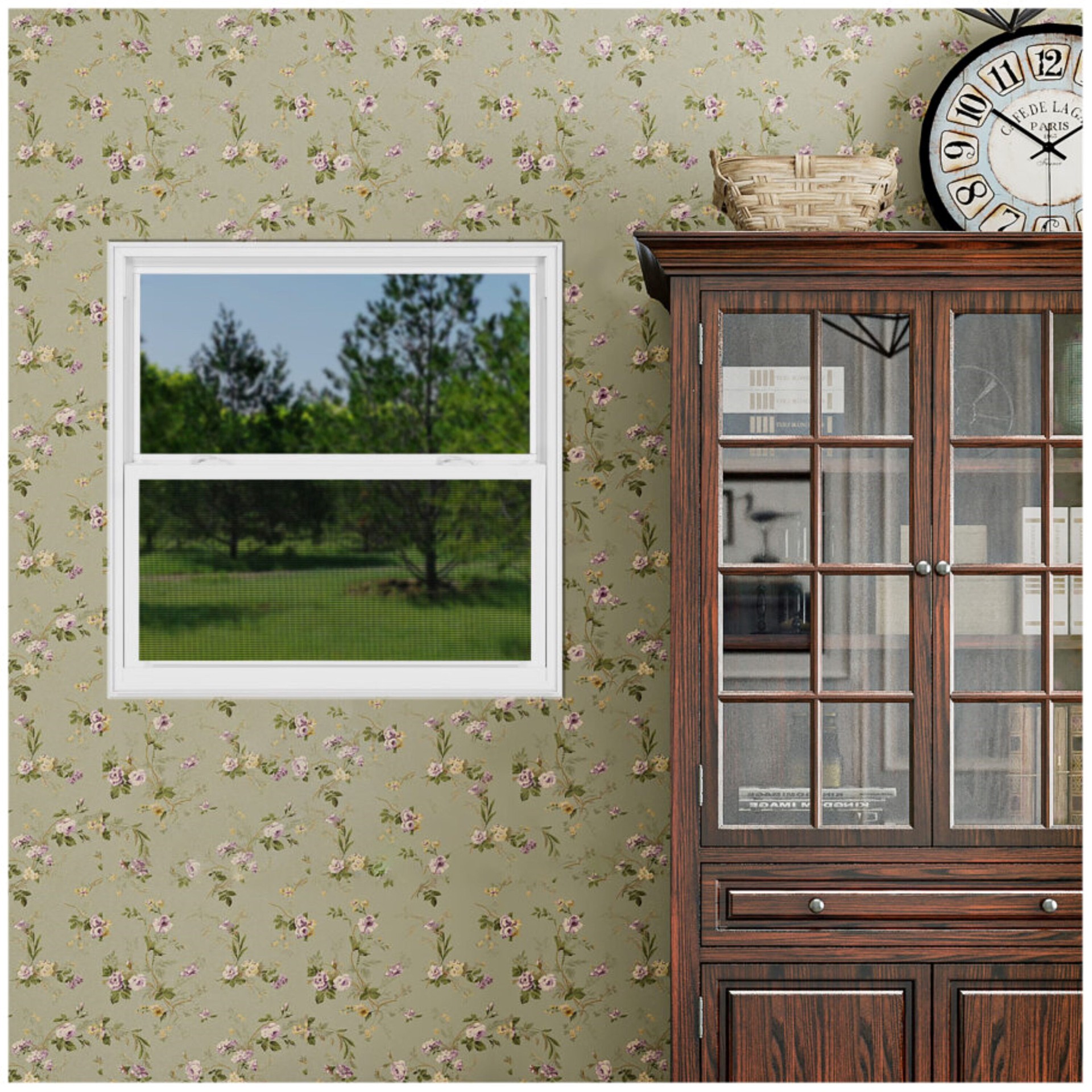 slide 4 of 6, RELIABILT Series 28100 35-1/2-in x 35-1/2-in White Exterior Vinyl New Construction Single Hung Window Low-E argon Double Pane Glass (Half Screen Included), 1 ct