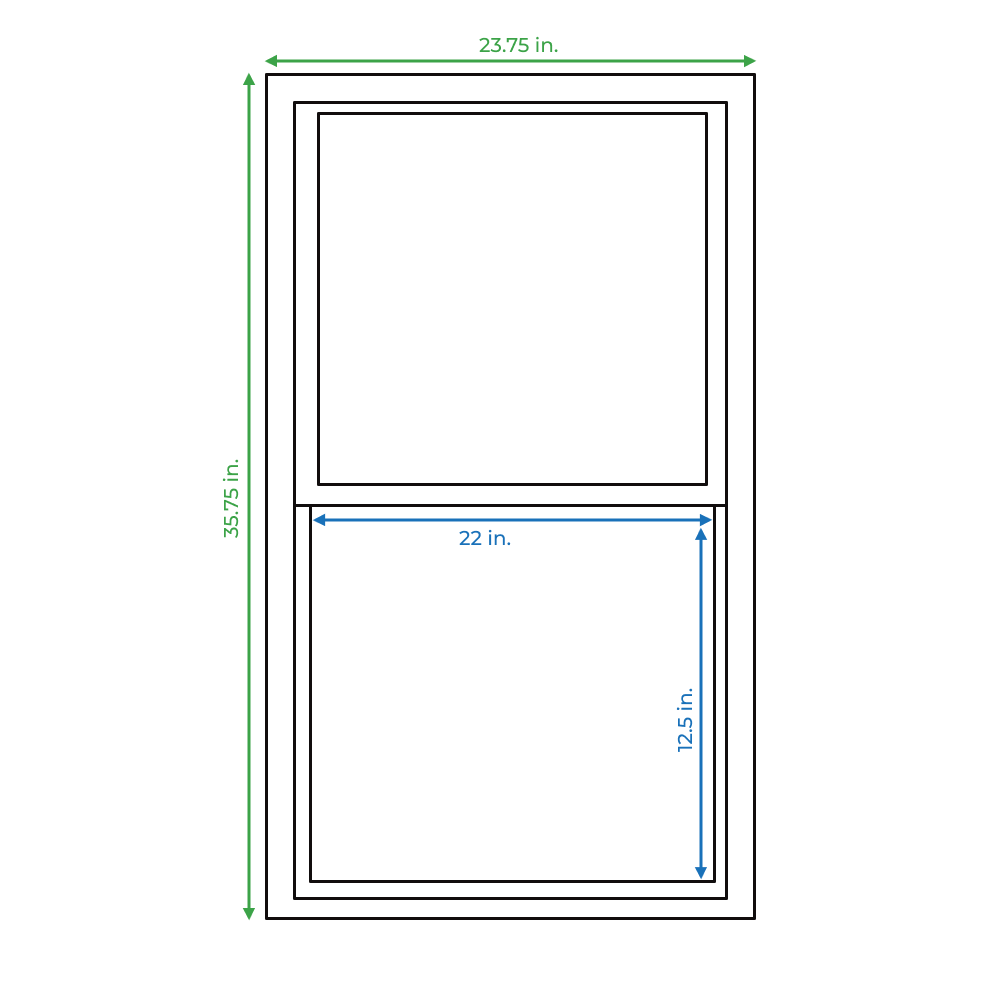 slide 3 of 6, RELIABILT Series 28100 23-1/2-in x 35-1/2-in White Exterior Vinyl New Construction Single Hung Window Low-E argon Double Pane Glass (Half Screen Included), 1 ct
