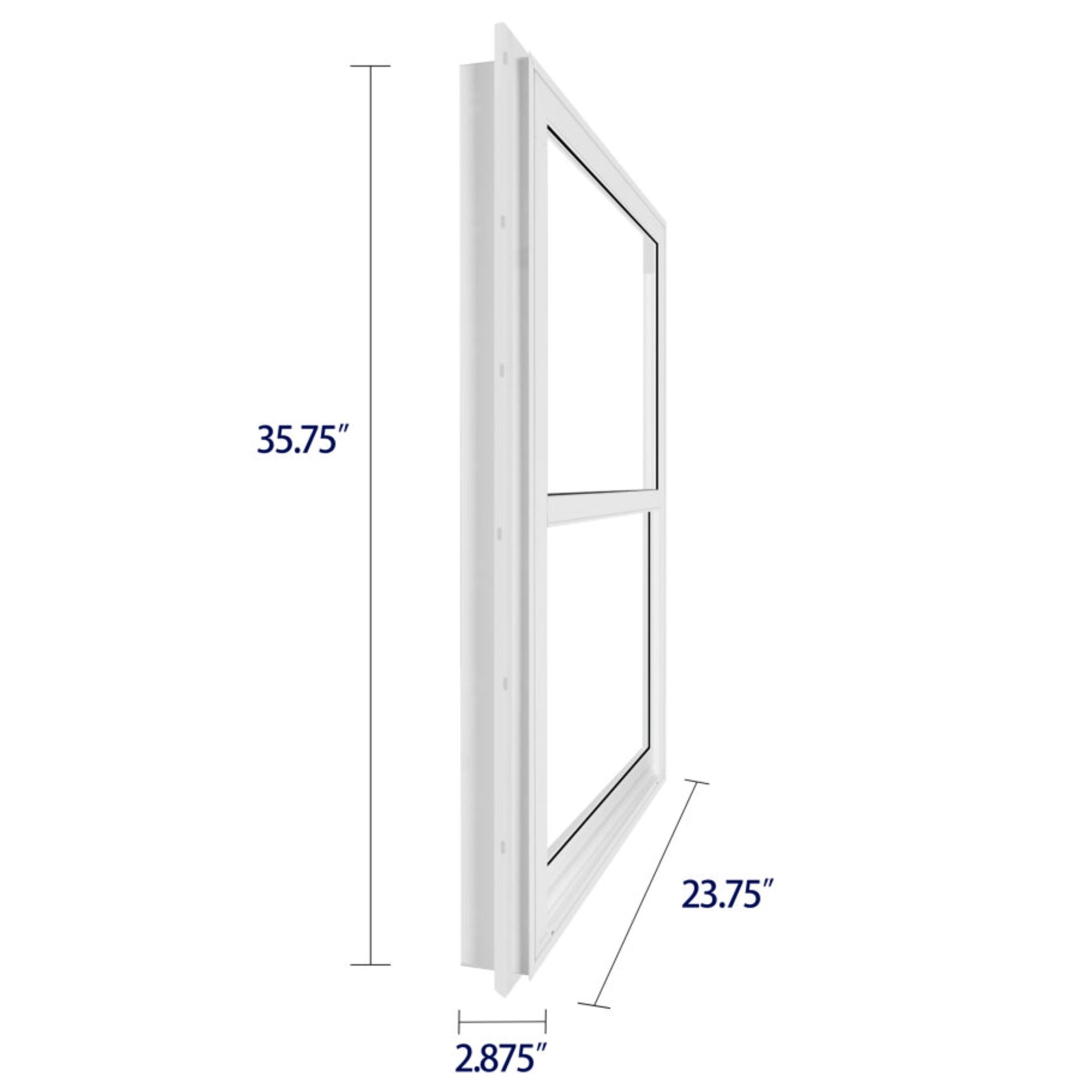 slide 5 of 6, RELIABILT Series 28100 23-1/2-in x 35-1/2-in White Exterior Vinyl New Construction Single Hung Window Low-E argon Double Pane Glass (Half Screen Included), 1 ct