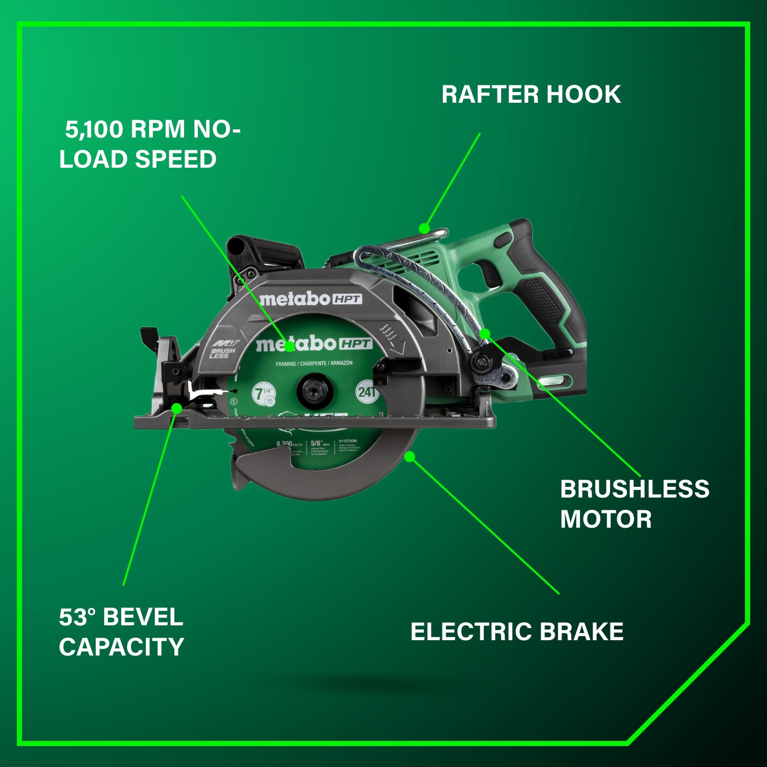 slide 4 of 6, Metabo HPT Multi-Volt 36-volt 7-1/4-in Brushless Cordless Circular saw (Battery Not Included and Charger Not Included), 1 ct