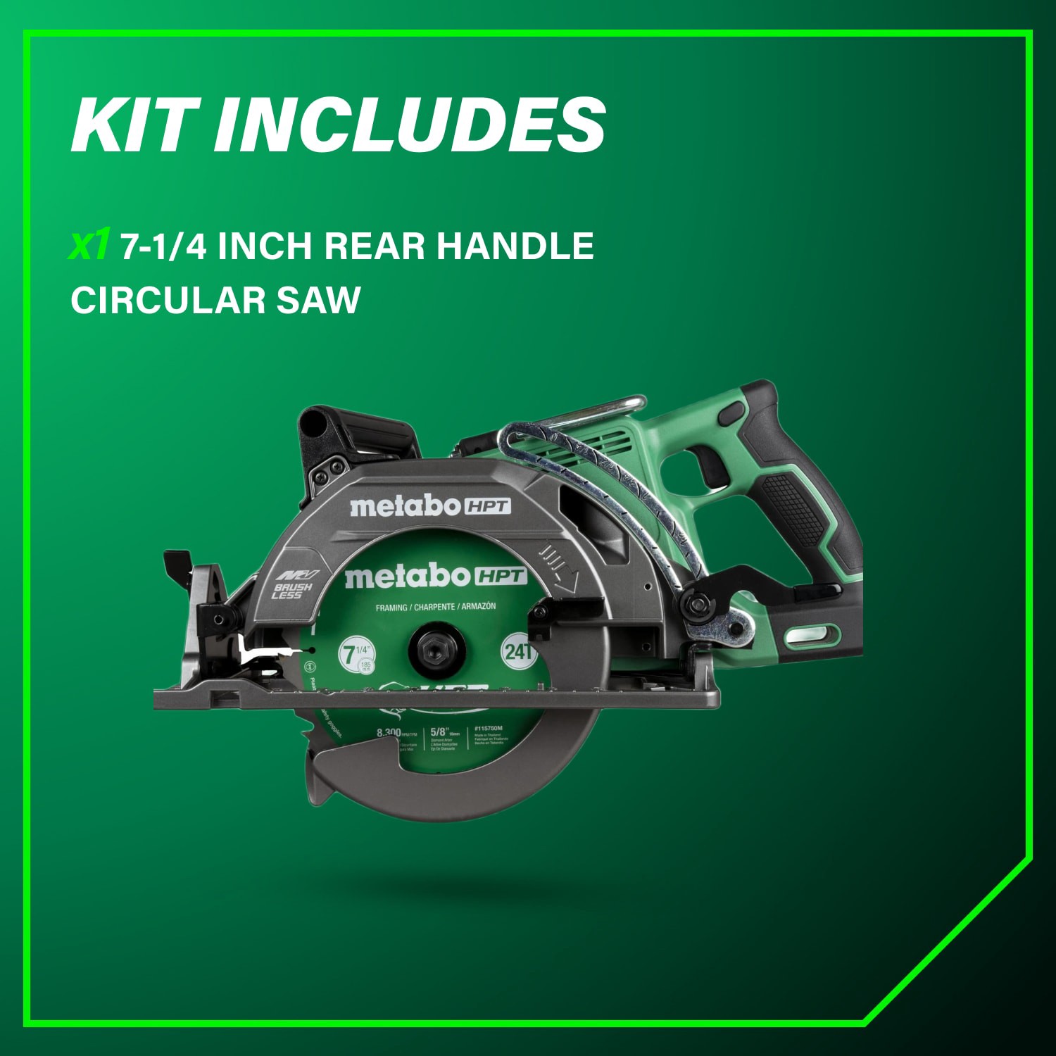 slide 5 of 6, Metabo HPT Multi-Volt 36-volt 7-1/4-in Brushless Cordless Circular saw (Battery Not Included and Charger Not Included), 1 ct