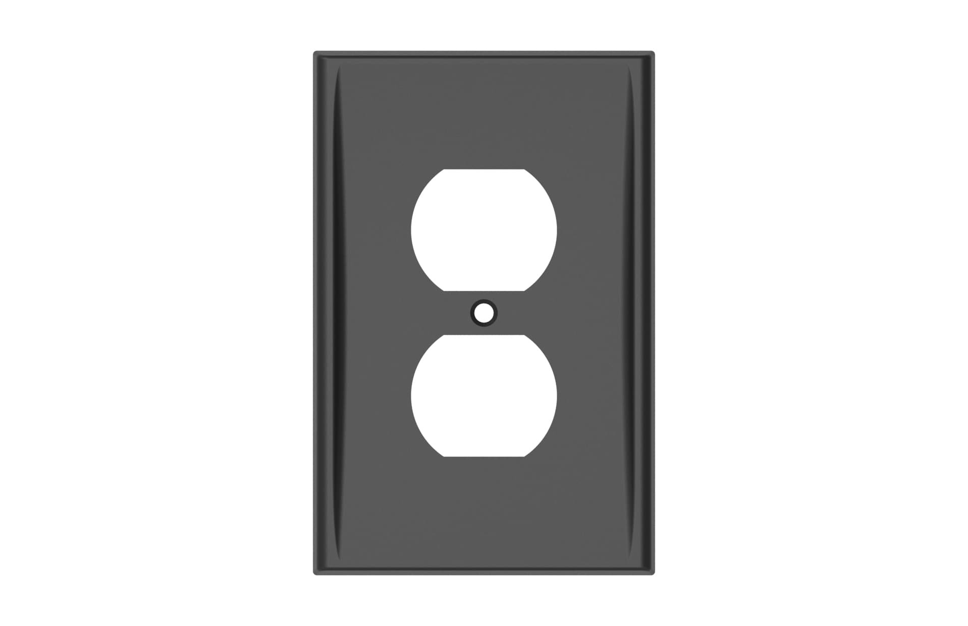 slide 1 of 2, allen + roth Bexton 1 -Gang Matte black Zinc Indoor Duplex Wall Plate, 1 ct