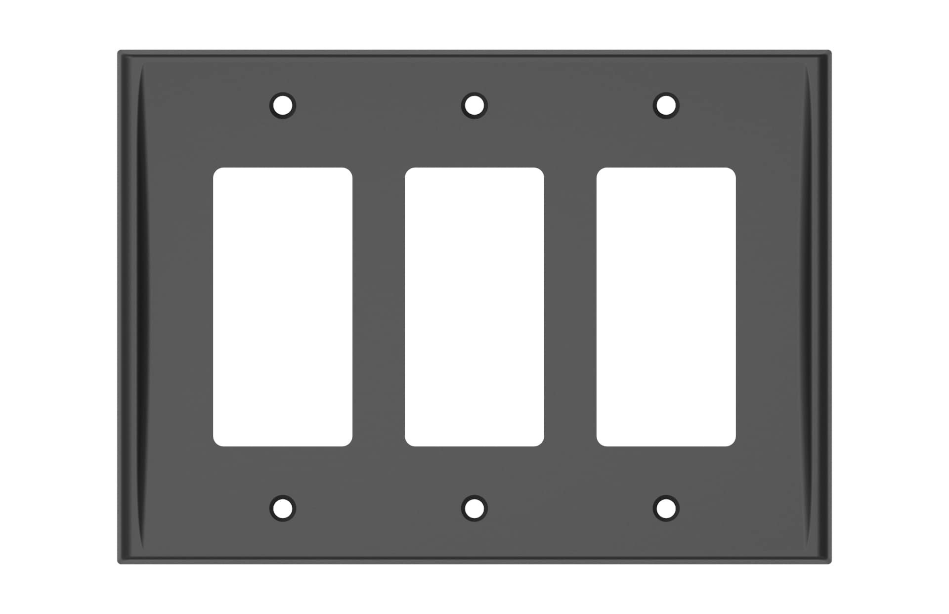 slide 1 of 2, allen + roth Bexton 3 -Gang Matte black Zinc Indoor Decorator Wall Plate, 1 ct