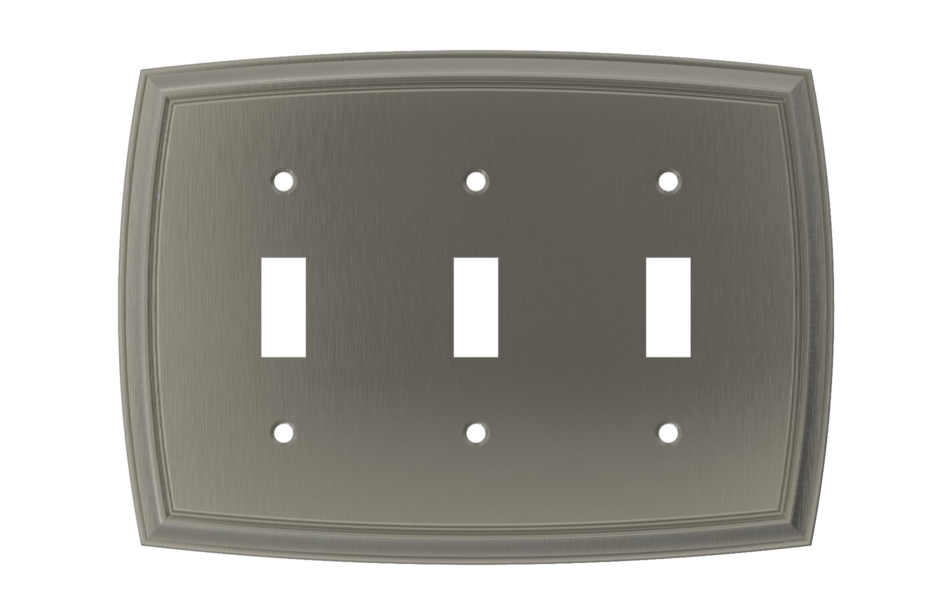 slide 1 of 2, allen + roth Winslow 3 -Gang Brushed nickel Zinc Indoor Toggle Wall Plate, 1 ct