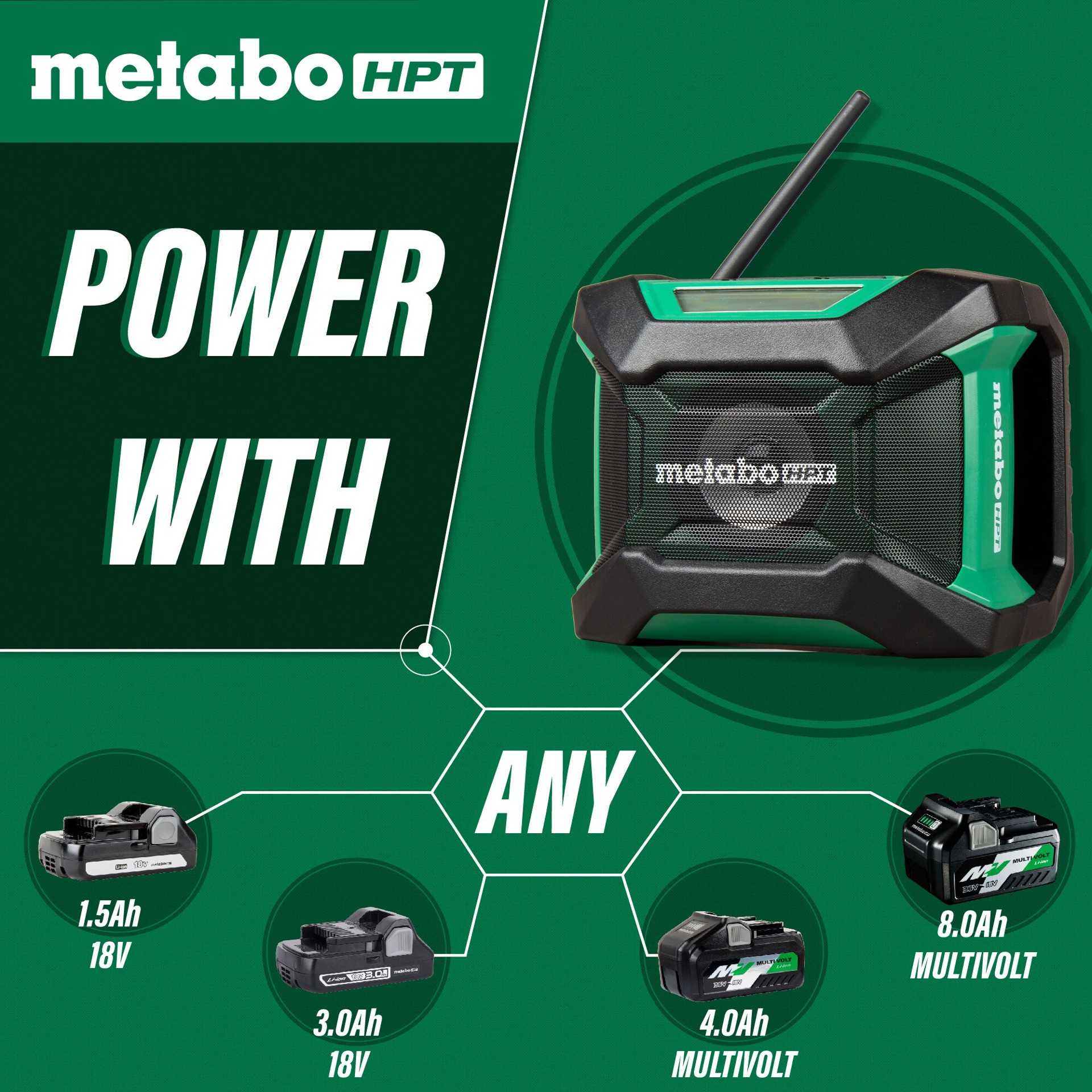slide 5 of 6, Metabo HPT Multi-Volt 18-volt Cordless Bluetooth Jobsite radio, 1 ct