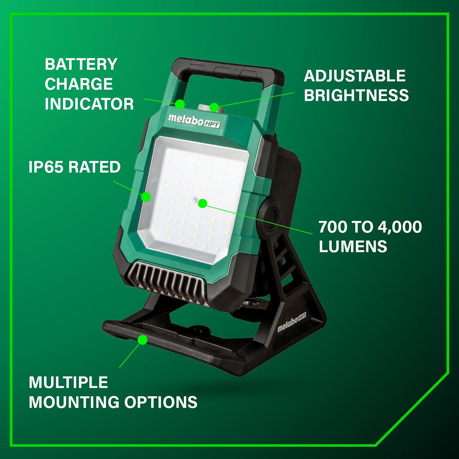 slide 3 of 6, Metabo HPT 4000 -Lumens LED Battery-operated Rechargeable Portable Work Light, 1 ct