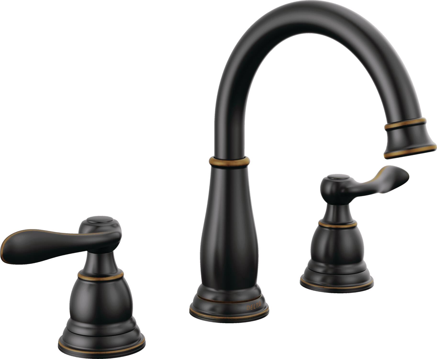 slide 2 of 6, Delta Windemere Oil Rubbed Bronze Widespread 2-handle WaterSense Mid-arc Residential Handle Bathroom Sink Faucet with Drain, 1 ct